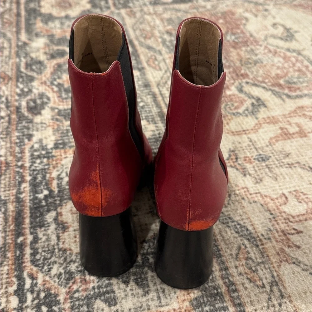 Joie Red Pointed Toe Heel Booties, Vero Cuoio, Size EU 39 US 8.5